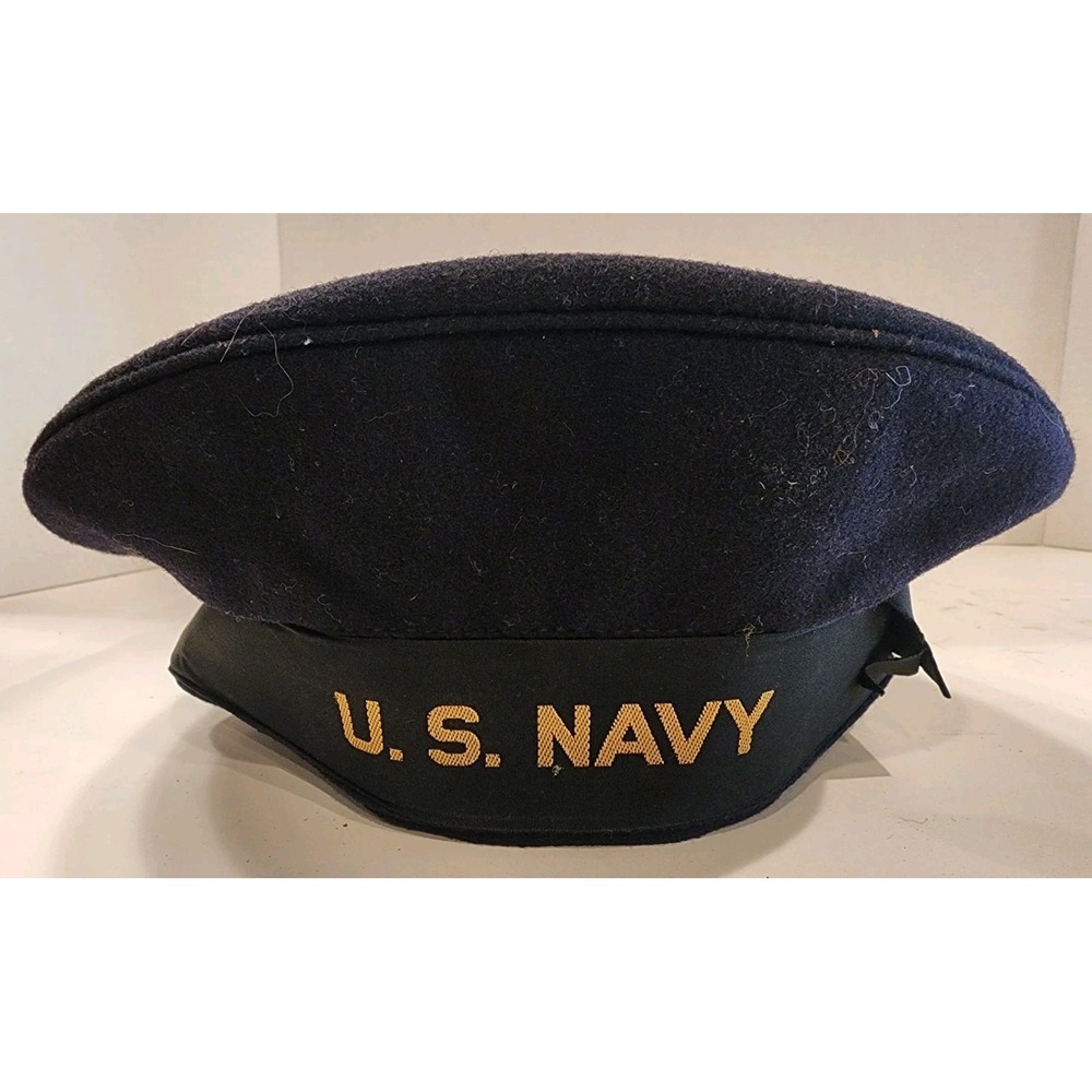 WW2 USN US Navy Donald Duck Wool Sailor Beret Flat Hat Named ORIGINAL